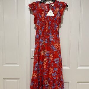 NWT Lost + Wander Flutter-Sleeved Dress (Size Small) - vibrant colors!